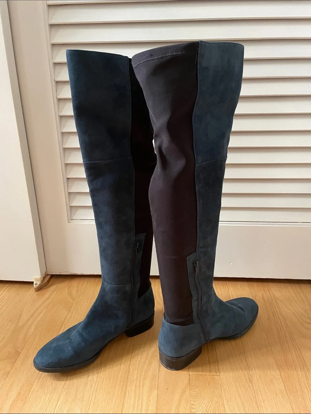 Vince Camuto Navy and Black Over-the-Knee Suede Boots